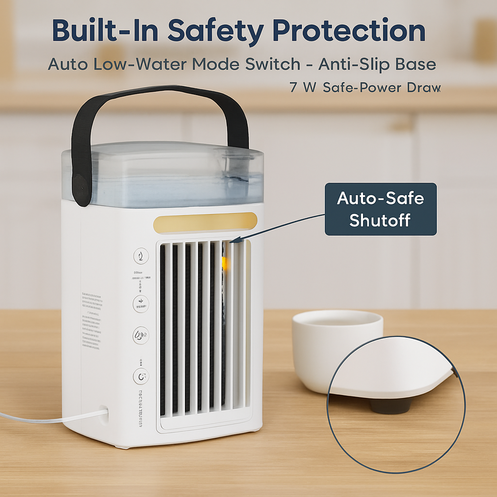 Portable Air Conditioner Fan with 4-in-1 Evaporative Cooling