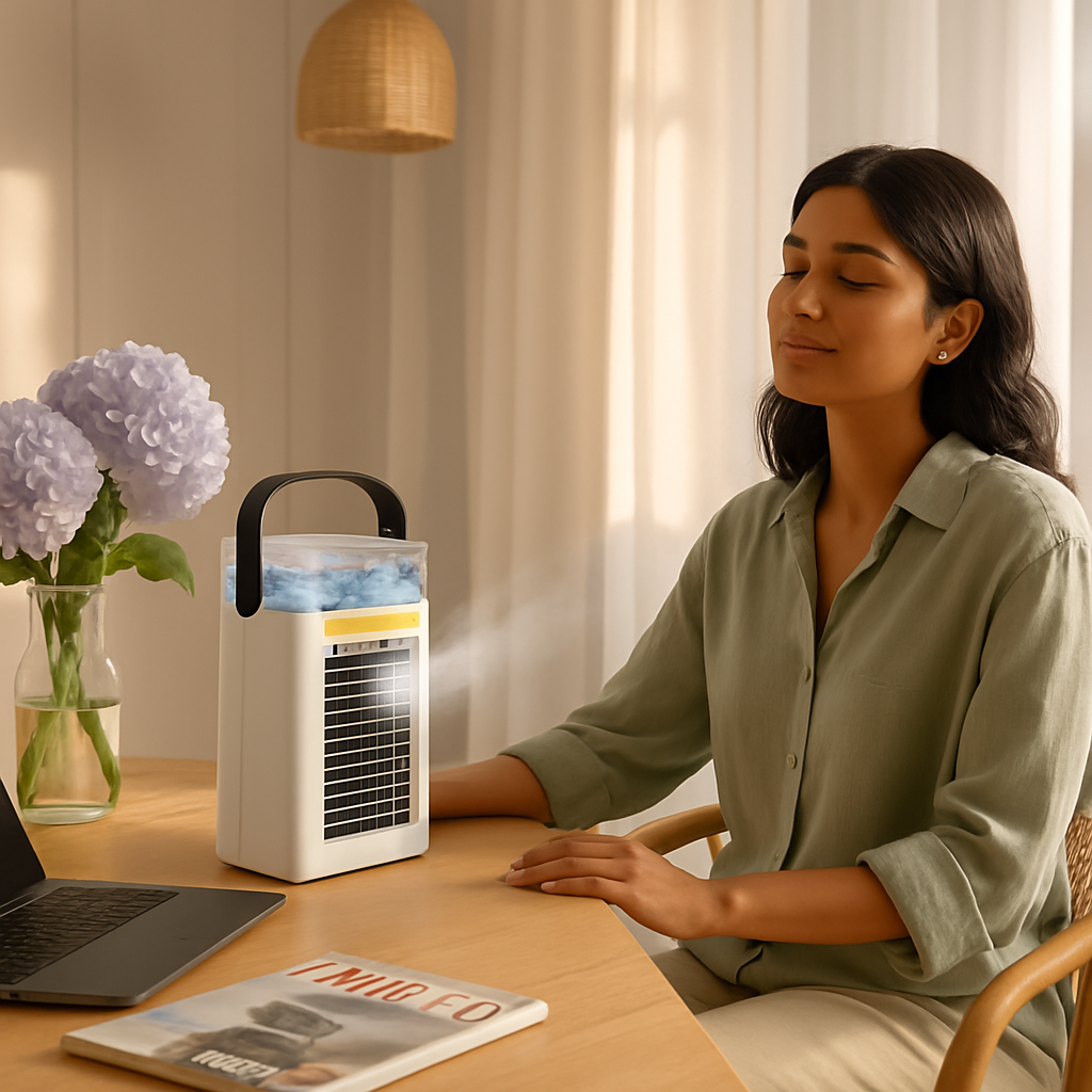 Portable Air Conditioner Fan with 4-in-1 Evaporative Cooling