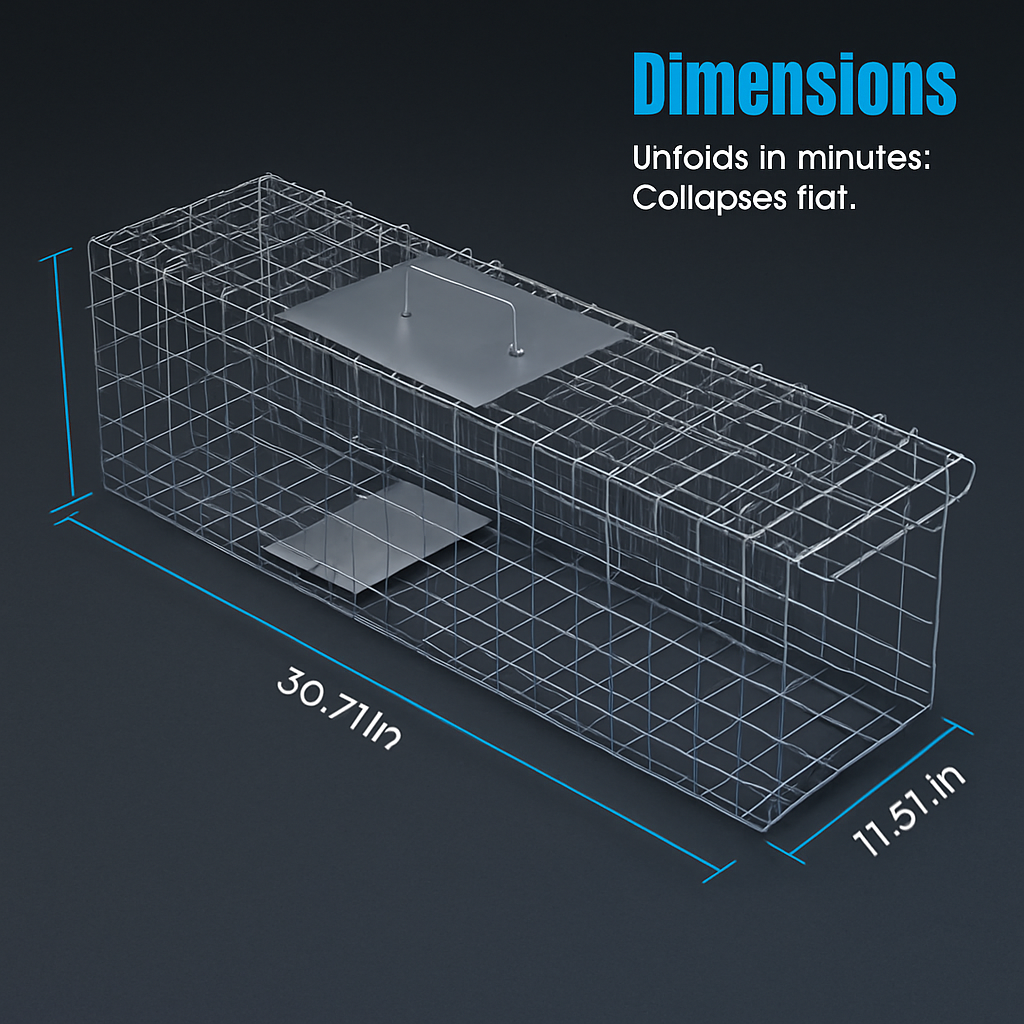 31x12x11” Folding Live Animal Trap Cage With Waterproof Cover And Gloves Humane Easy To Catch And Release Trap For Stray Cats Raccoons Squirrel Skunk
