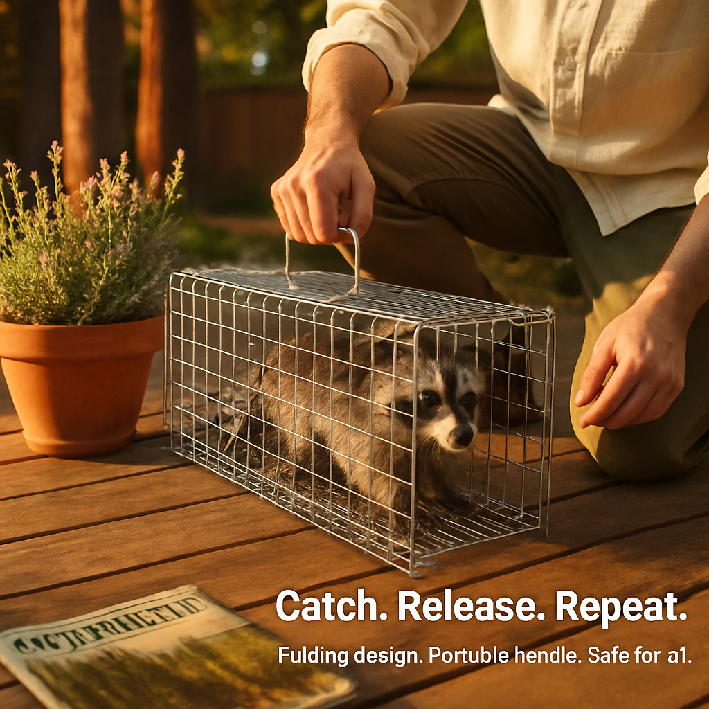 31x12x11” Folding Live Animal Trap Cage With Waterproof Cover And Gloves Humane Easy To Catch And Release Trap For Stray Cats Raccoons Squirrel Skunk