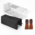 31x12x11” Folding Live Animal Trap Cage With Waterproof Cover And Gloves Humane Easy To Catch And Release Trap For Stray Cats Raccoons Squirrel Skunk