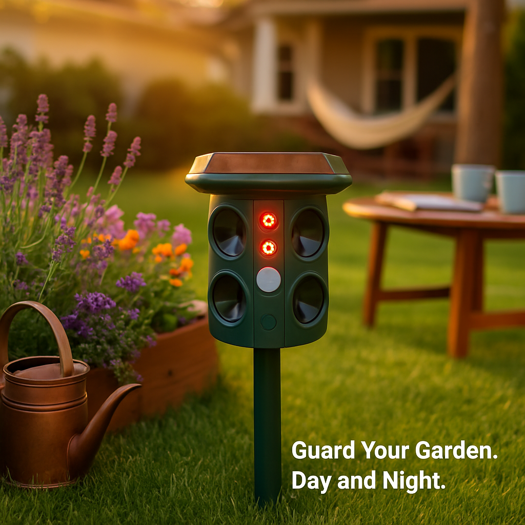 Solar Ultrasonic Animal Repeller with PIR Motion Sensor