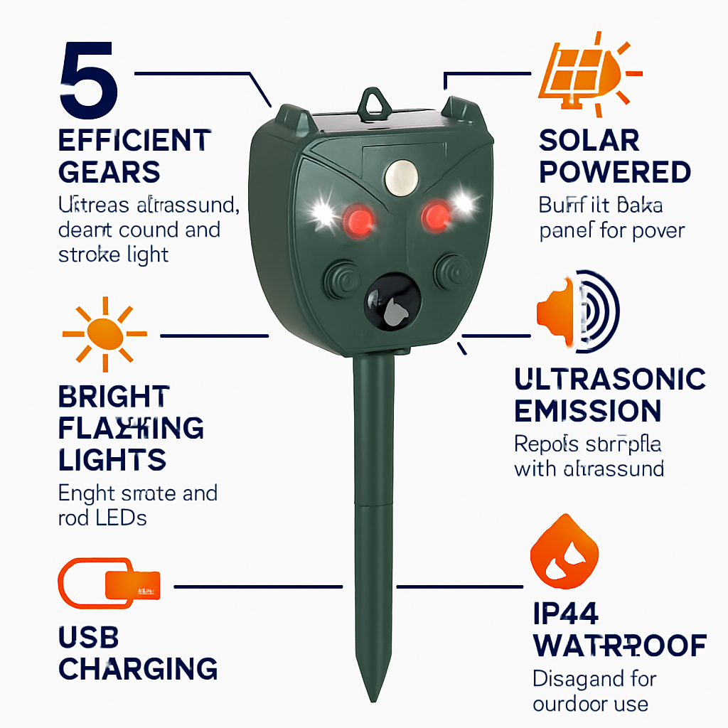 Ultrasonic Solar Animal Repeller for Garden and Yard