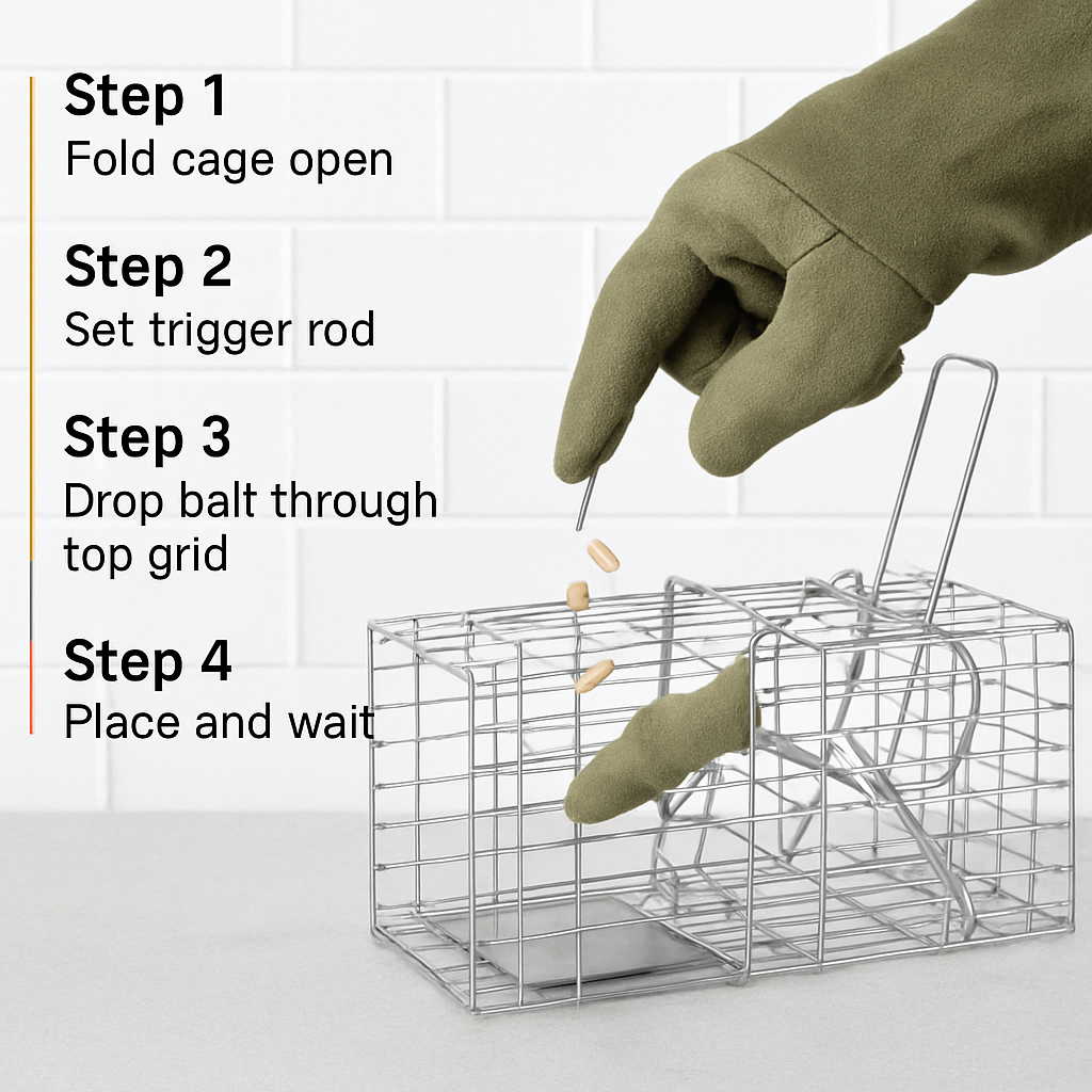 Foldable Rat Trap Cage for Humane Live Rodent Catch