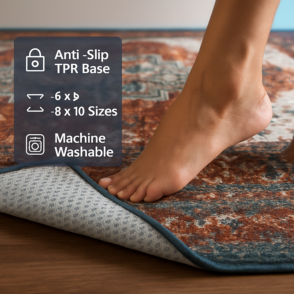 Vintage Area Rug - Soft, Waterproof Non-Slip for Home