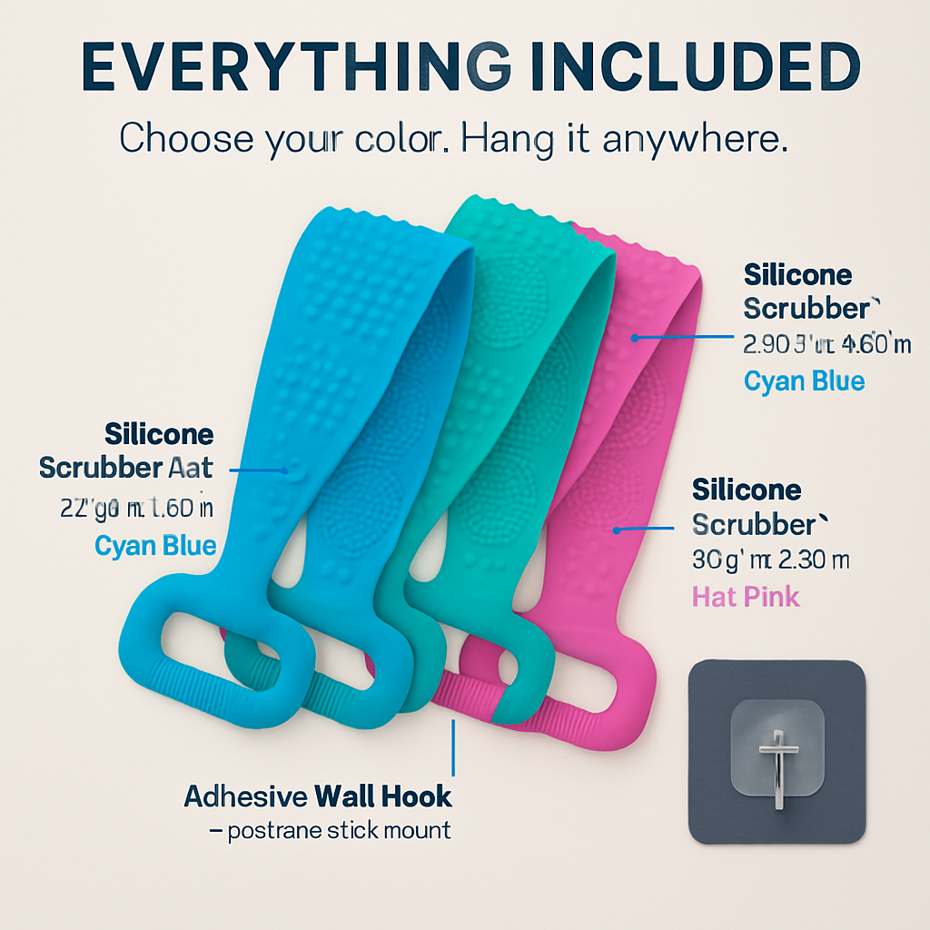 Silicone Back Scrubber Belt for Shower Scrubber - Blue