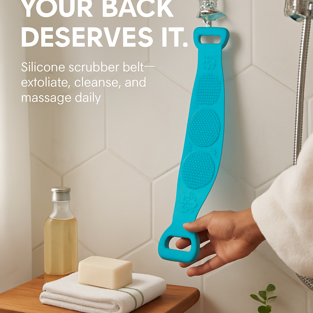 Silicone Back Scrubber Belt for Shower Scrubber - Blue