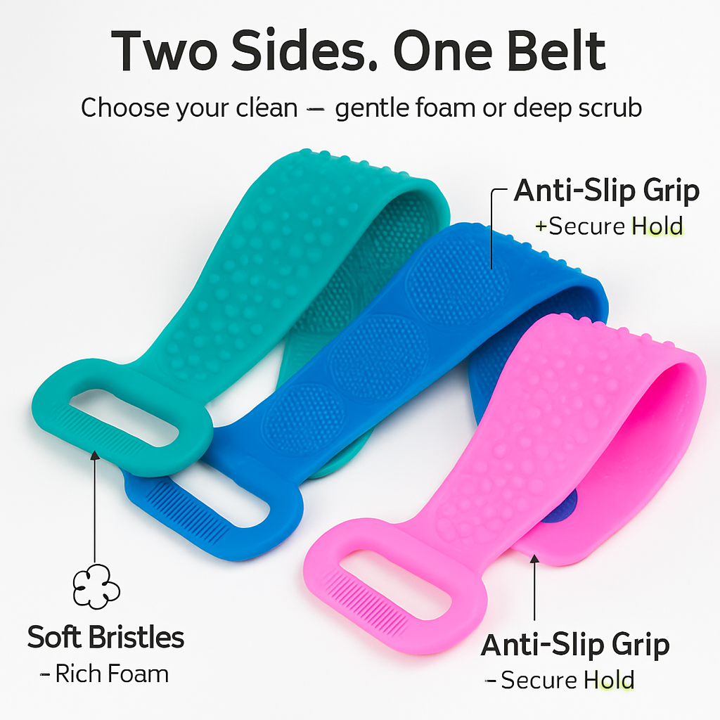Silicone Back Scrubber Belt for Shower Scrubber - Blue