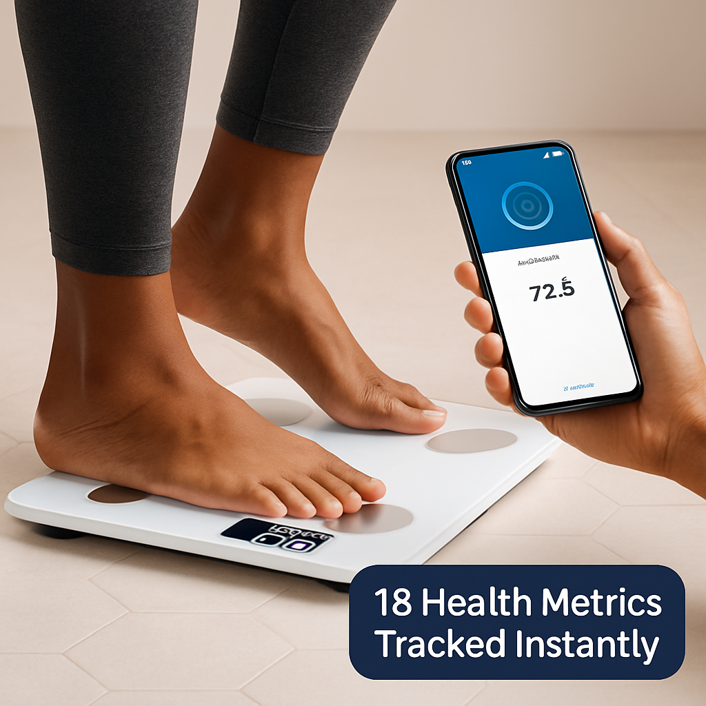 Smart Digital Scale For Body Weight High Accuracy BMI Weight Scale Full Body Composition Analysis Sync with APP 4mm Tempered Glass 397LBS Capacity LCD