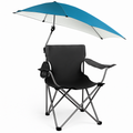 Foldable Beach Chair with Adjustable Canopy & Cup Holder