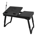 Foldable Laptop Table Bed Notebook Desk w/Cooling Fan Mouse Board LED light 4 x USB Ports Breakfast Snacking Tray with Storage Groove For Home Office