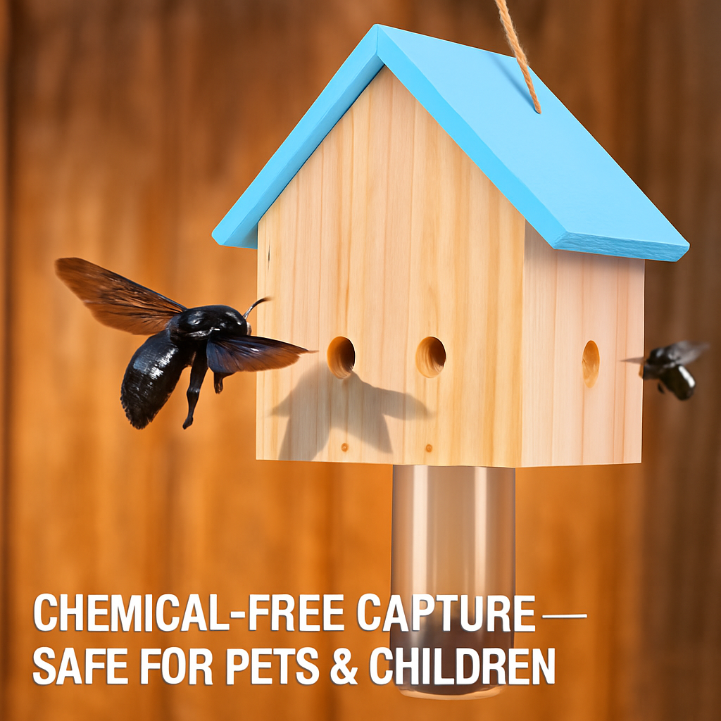 Wood Carpenter Bee Trap for Outdoor Pine Wood - Hanging