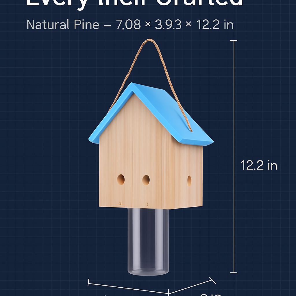 Wood Carpenter Bee Trap for Outdoor Pine Wood - Hanging