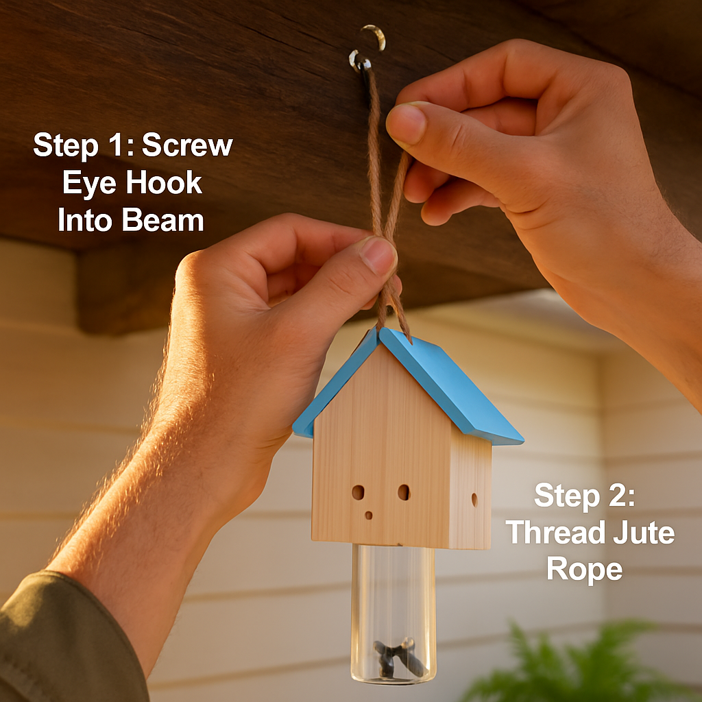 Wood Carpenter Bee Trap for Outdoor Pine Wood - Hanging