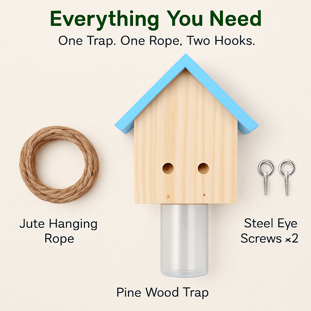 Wood Carpenter Bee Trap for Outdoor Pine Wood - Hanging