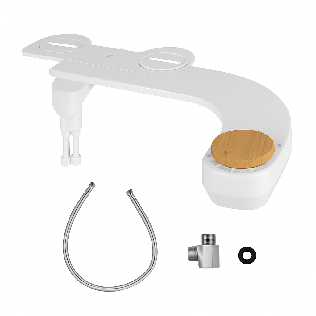Bidet Attachment with Dual Nozzles and Water Flow Control