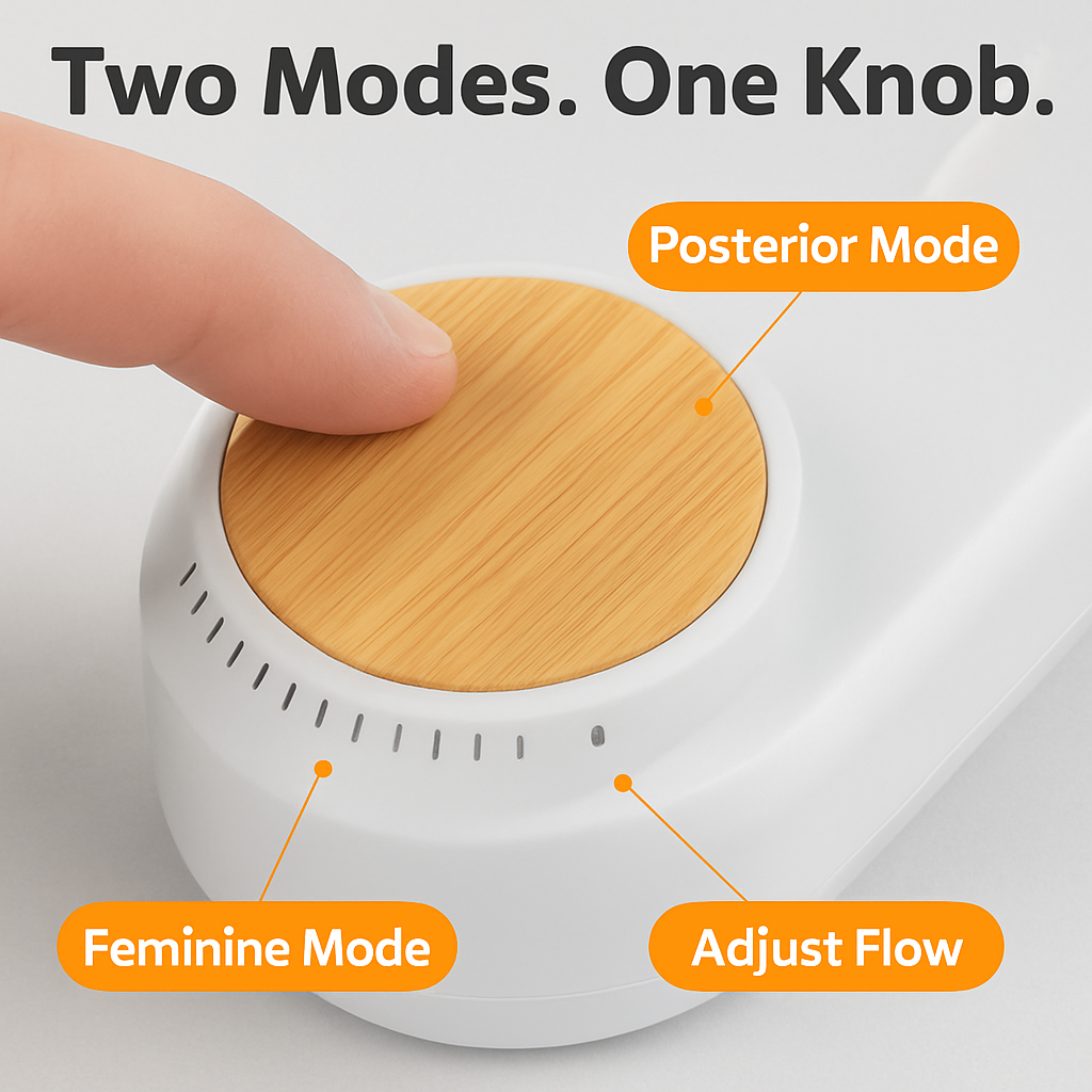 Bidet Attachment with Dual Nozzles and Water Flow Control