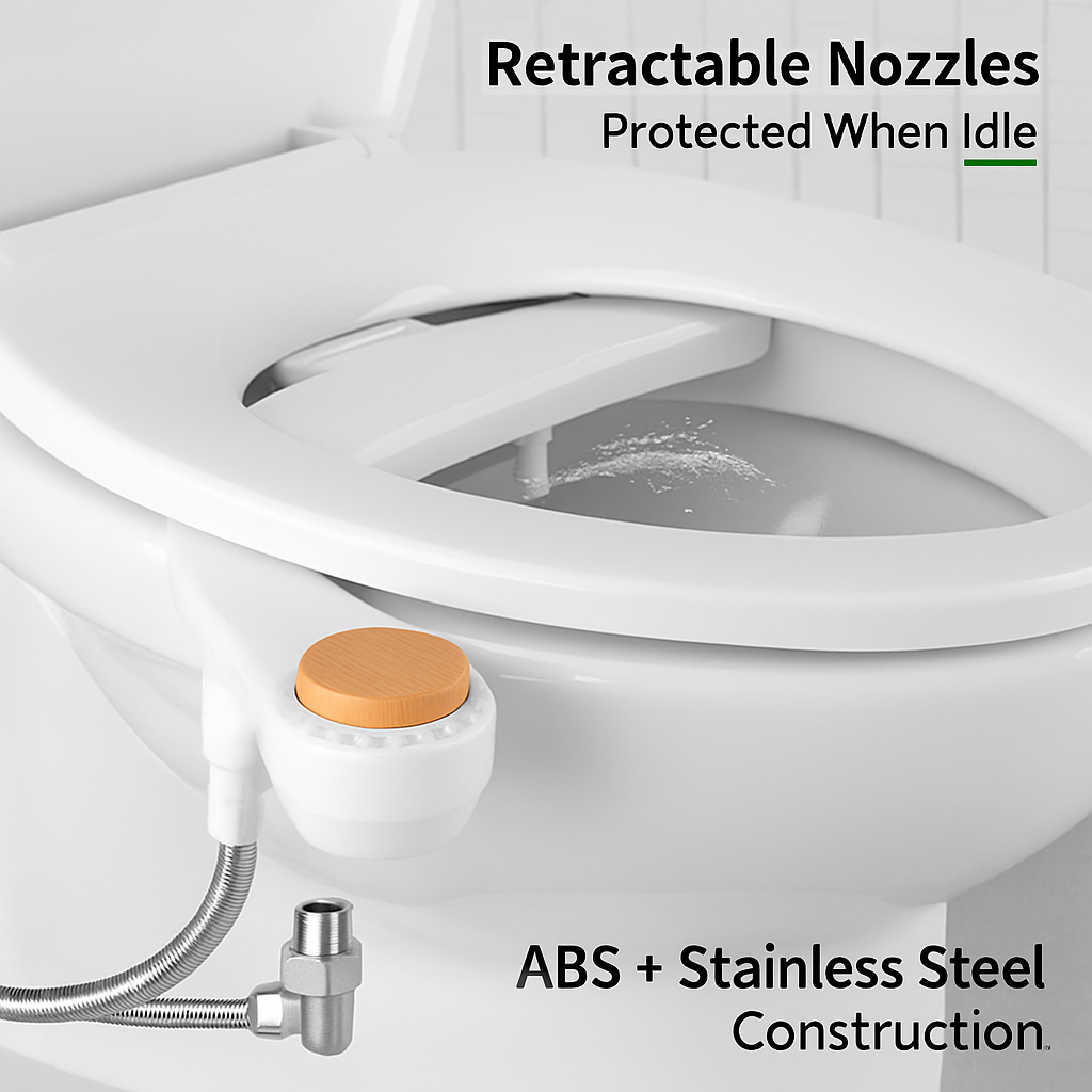 Bidet Attachment with Dual Nozzles and Water Flow Control