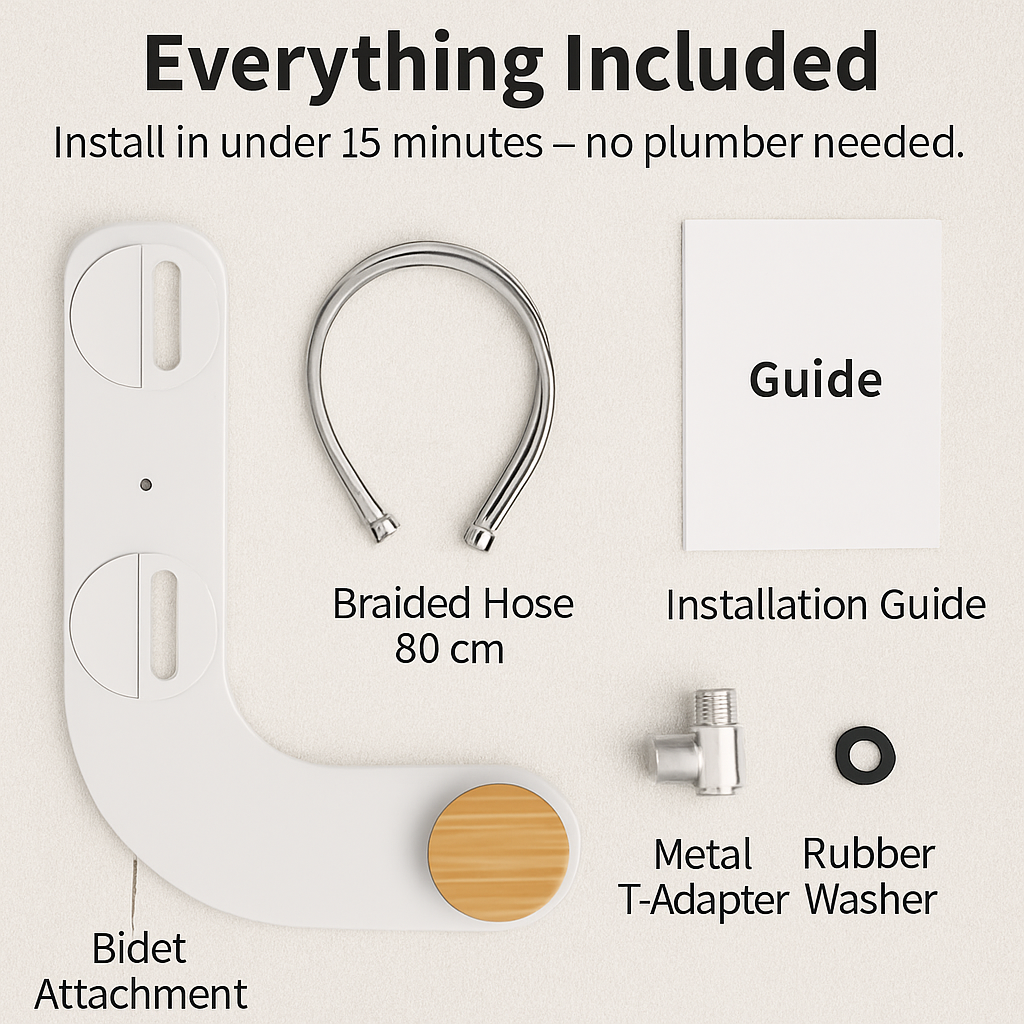 Bidet Attachment with Dual Nozzles and Water Flow Control