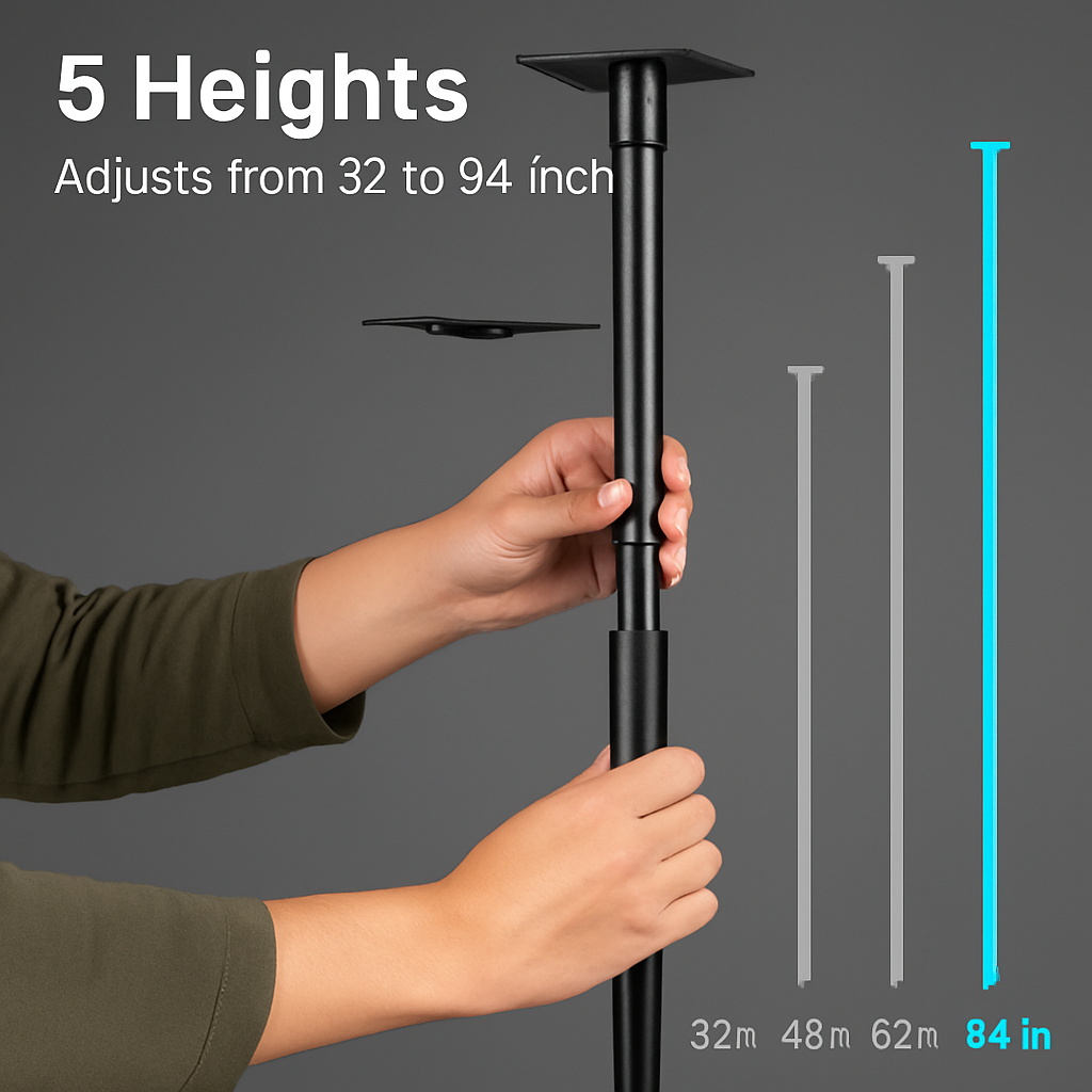 94Inch Squirrel Proof Bird Feeder Pole Heavy-Duty Bird House Pole  Outdoor Bird Feeding Station with 5 Adjustable Heights 4 Shepherd Hooks Top & Side