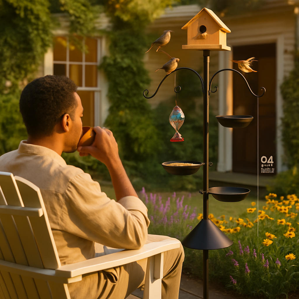 94Inch Squirrel Proof Bird Feeder Pole Heavy-Duty Bird House Pole  Outdoor Bird Feeding Station with 5 Adjustable Heights 4 Shepherd Hooks Top & Side