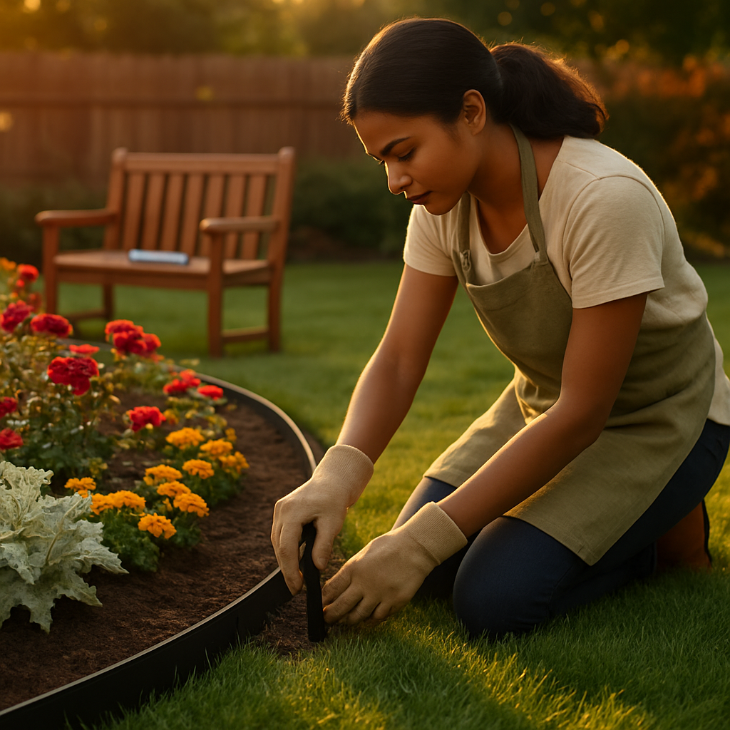 Non-Digging Plastic Garden Edging Kit for Lawn and Flower Beds