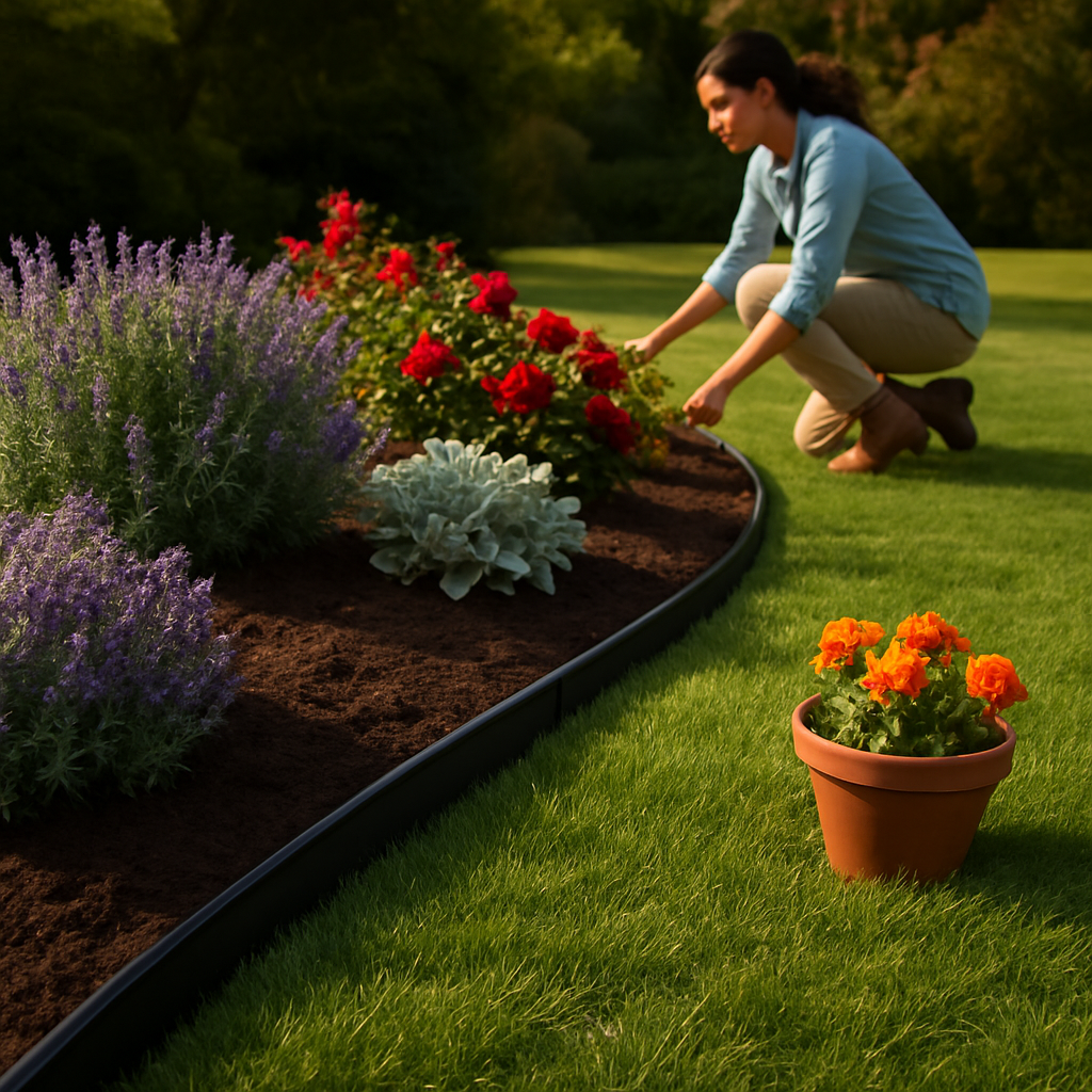 Non-Digging Plastic Garden Edging Kit for Lawn and Flower Beds