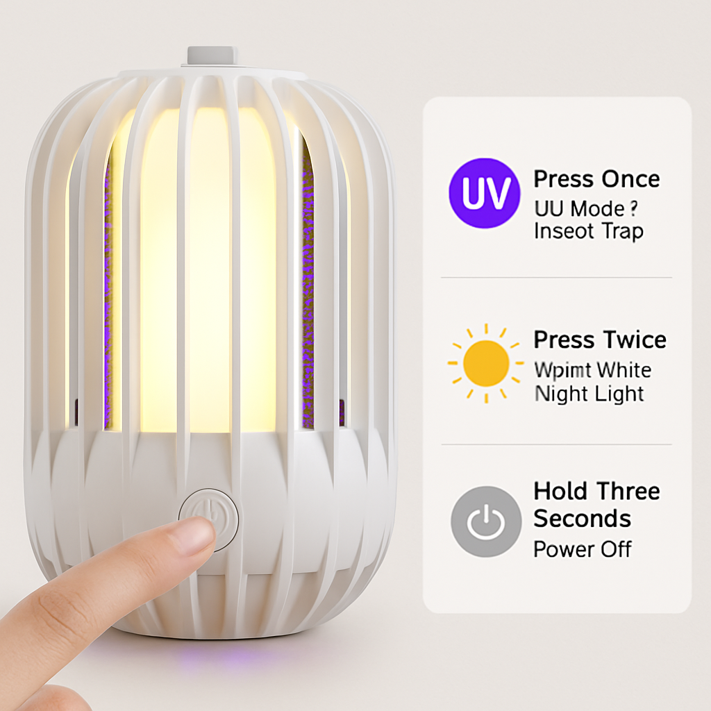 Cordless Indoor Bug Zapper Mosquito Lamp with Hanging Strap