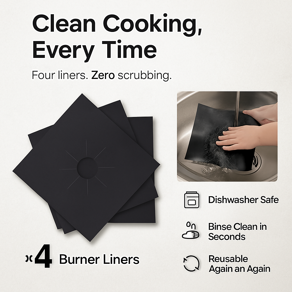 Stovetop Burner Protector Liners for Reusable Nonstick