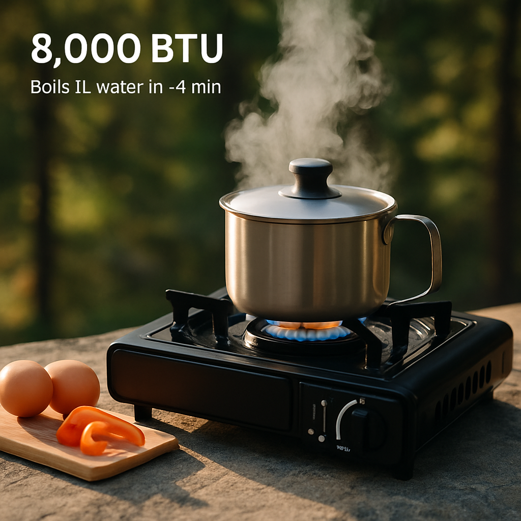 Portable Camping Stove with Dual Fuel and Piezo Ignition