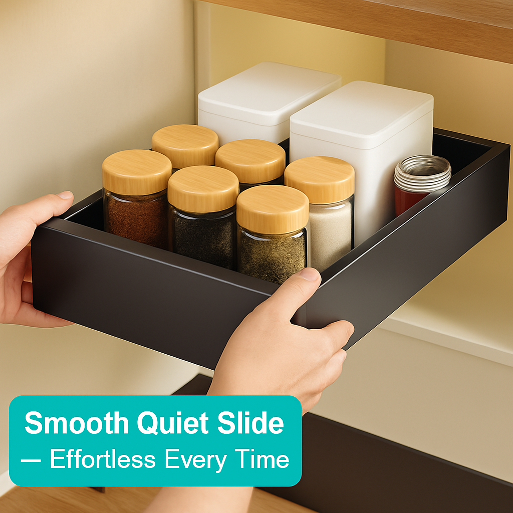 Pull-Out Cabinet Organizer with Slide-Out Drawer