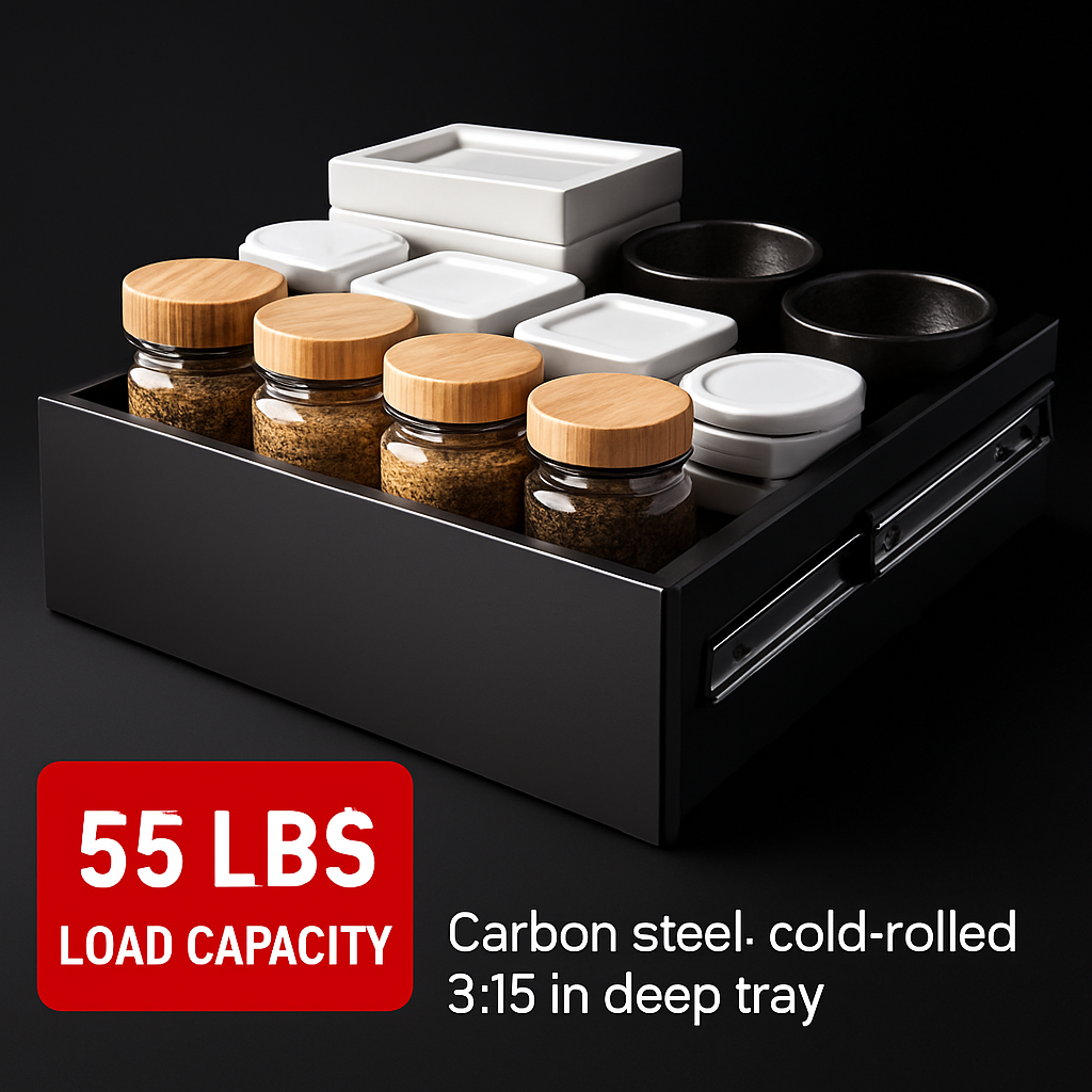 Pull-Out Cabinet Organizer with Slide-Out Drawer