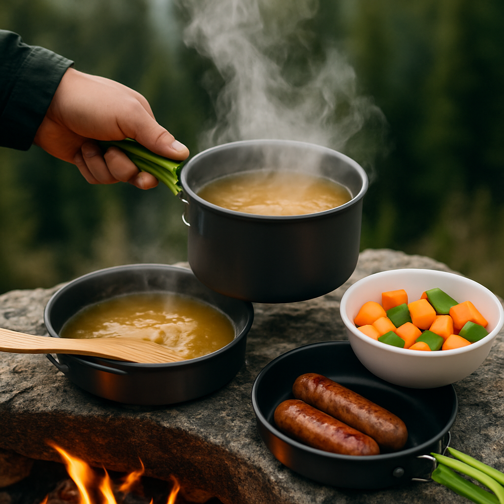 Camping Cookware Set: Pot, Pan & Bowls for Outdoor Cooking