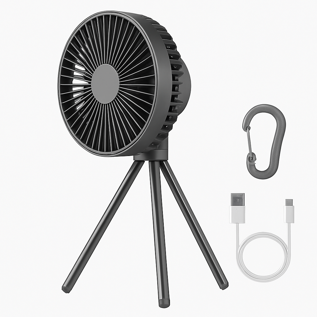 Portable Camping Fan with 3 Speeds and Rechargeable Battery