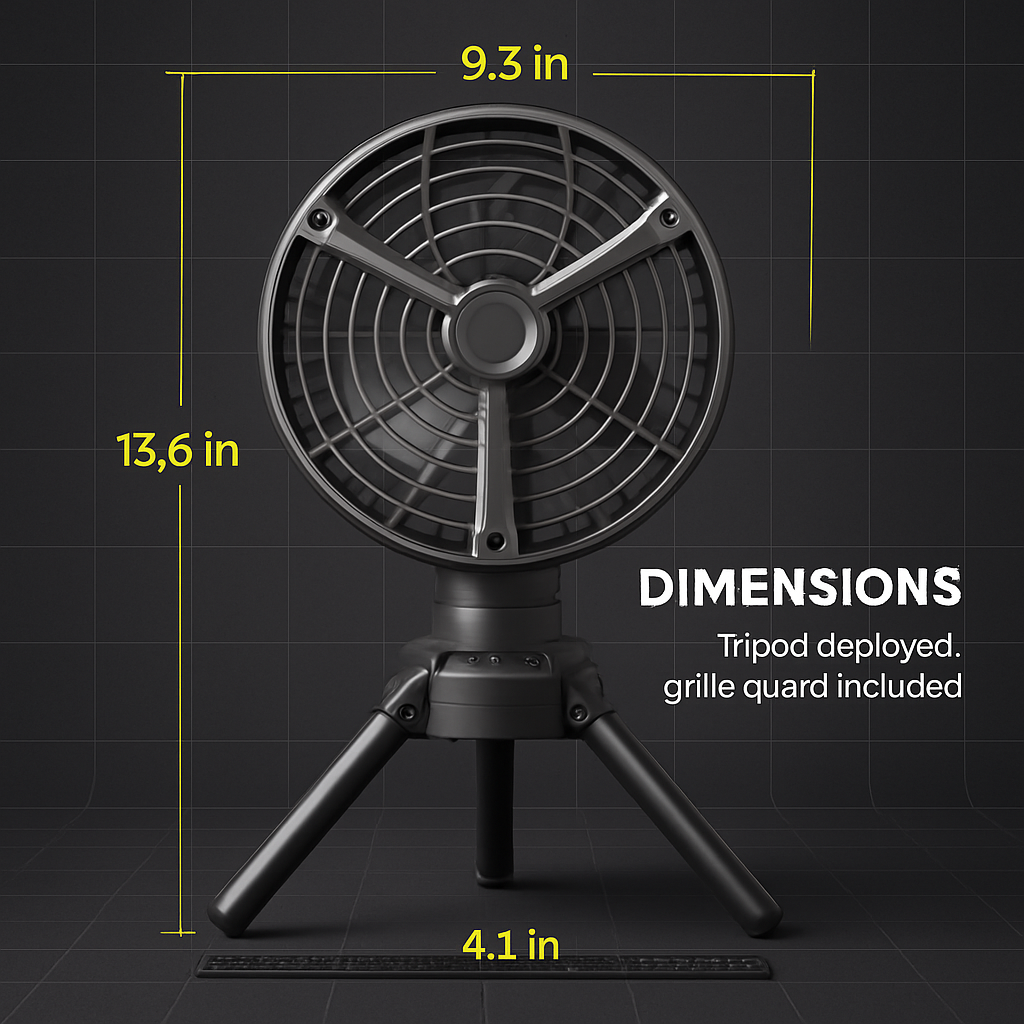 Portable Camping Fan with LED Light and Lantern