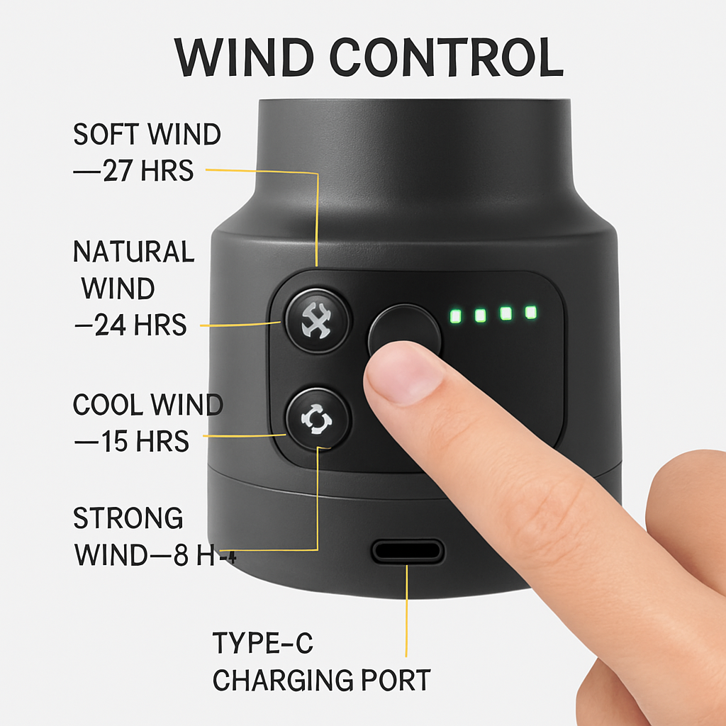Portable Camping Fan with LED Light and Lantern