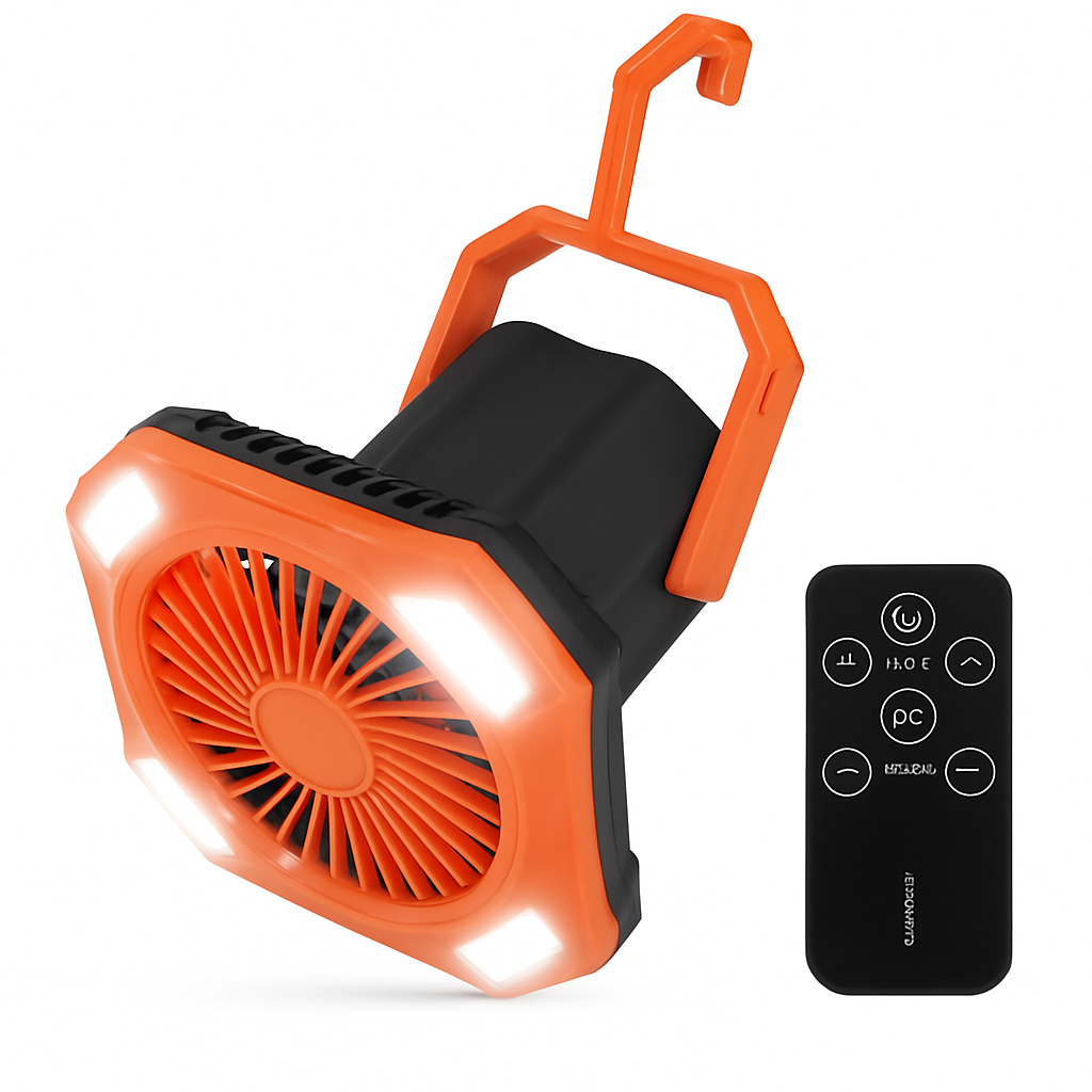 Portable Camping Lantern Fan with Rechargeable Battery
