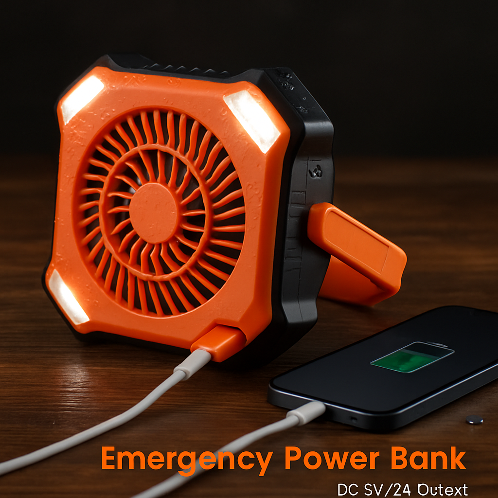 Portable Camping Lantern Fan with Rechargeable Battery