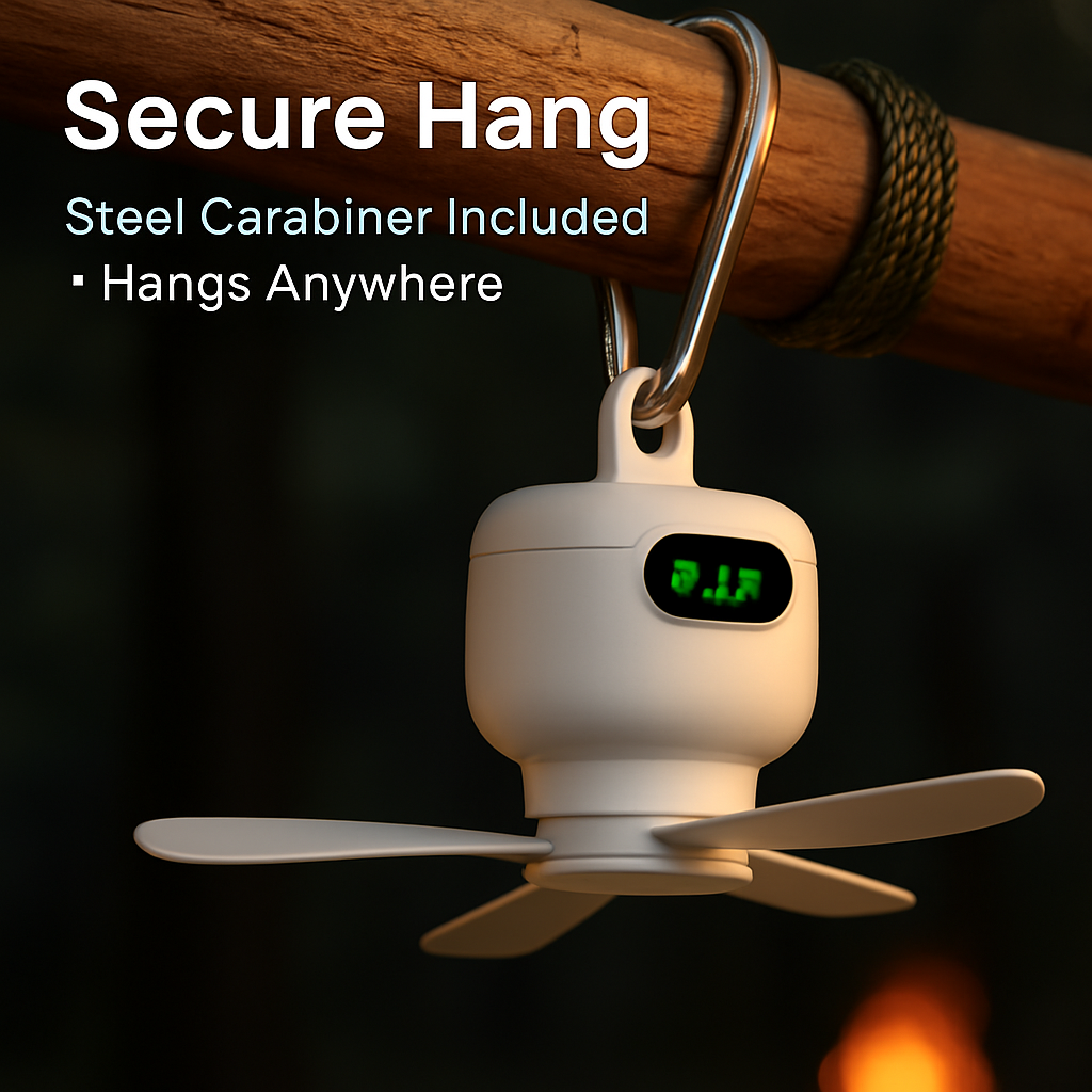 2-in-1 Camping Fan with Lantern and Carabiner