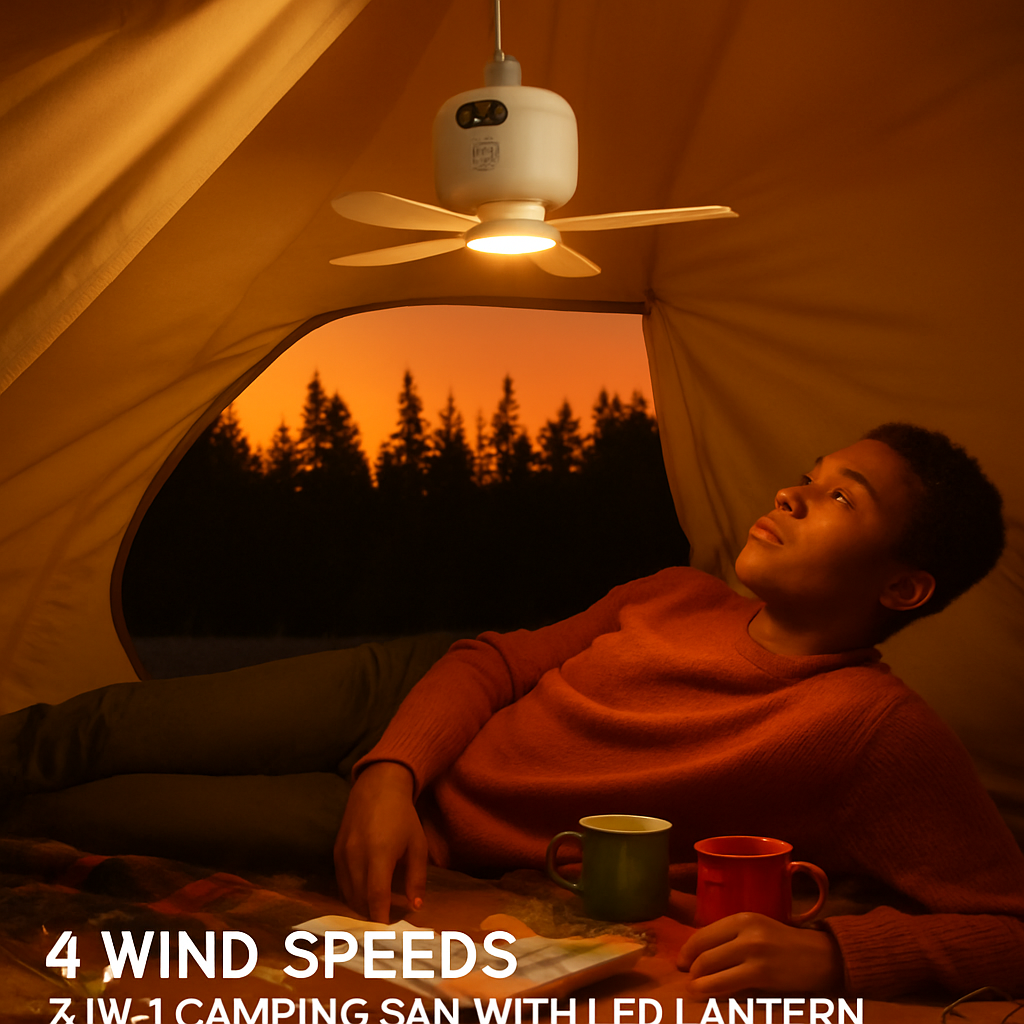 2-in-1 Camping Fan with Lantern and Carabiner