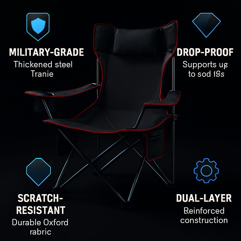 Foldable Camping Chair with Cup Holder & Side Pocket