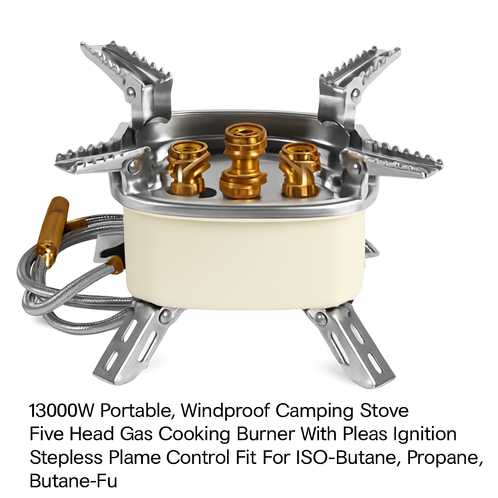 Five-Head Windproof Camping Stove with Piezo Ignition
