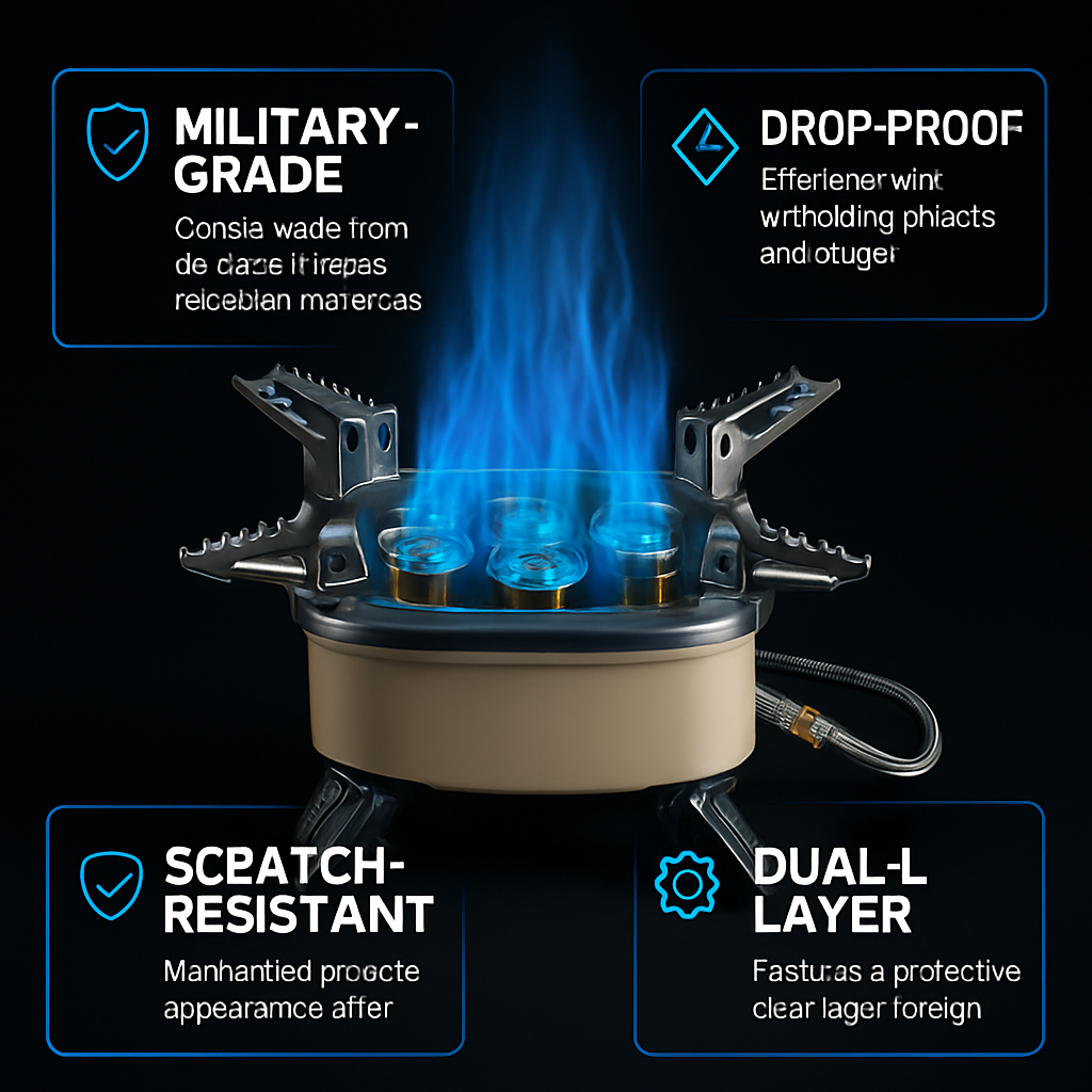 Five-Head Windproof Camping Stove with Piezo Ignition