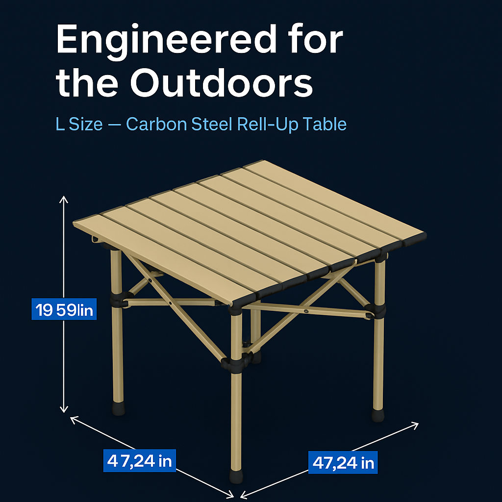 Folding Camping Table - Portable Roll-Up Outdoor Desk