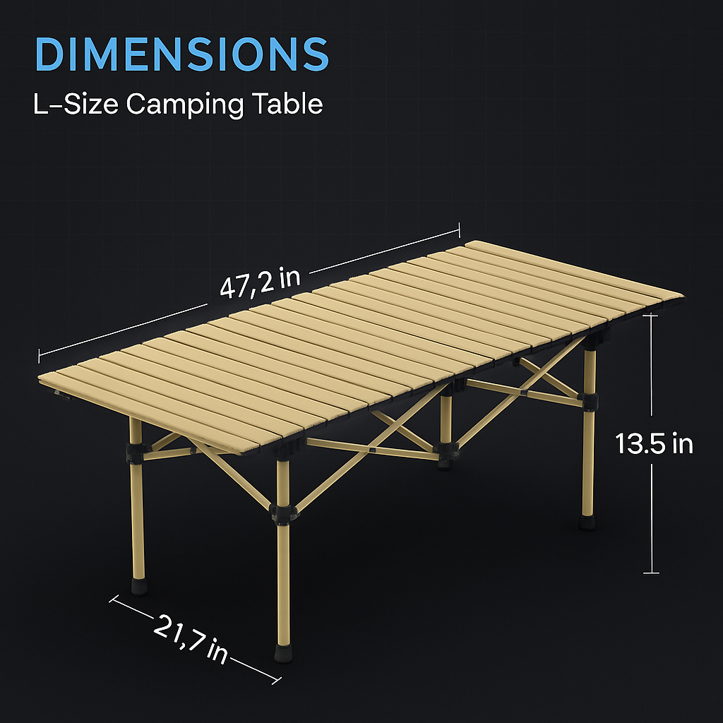 Folding Camping Table - Portable Roll-Up Outdoor Desk
