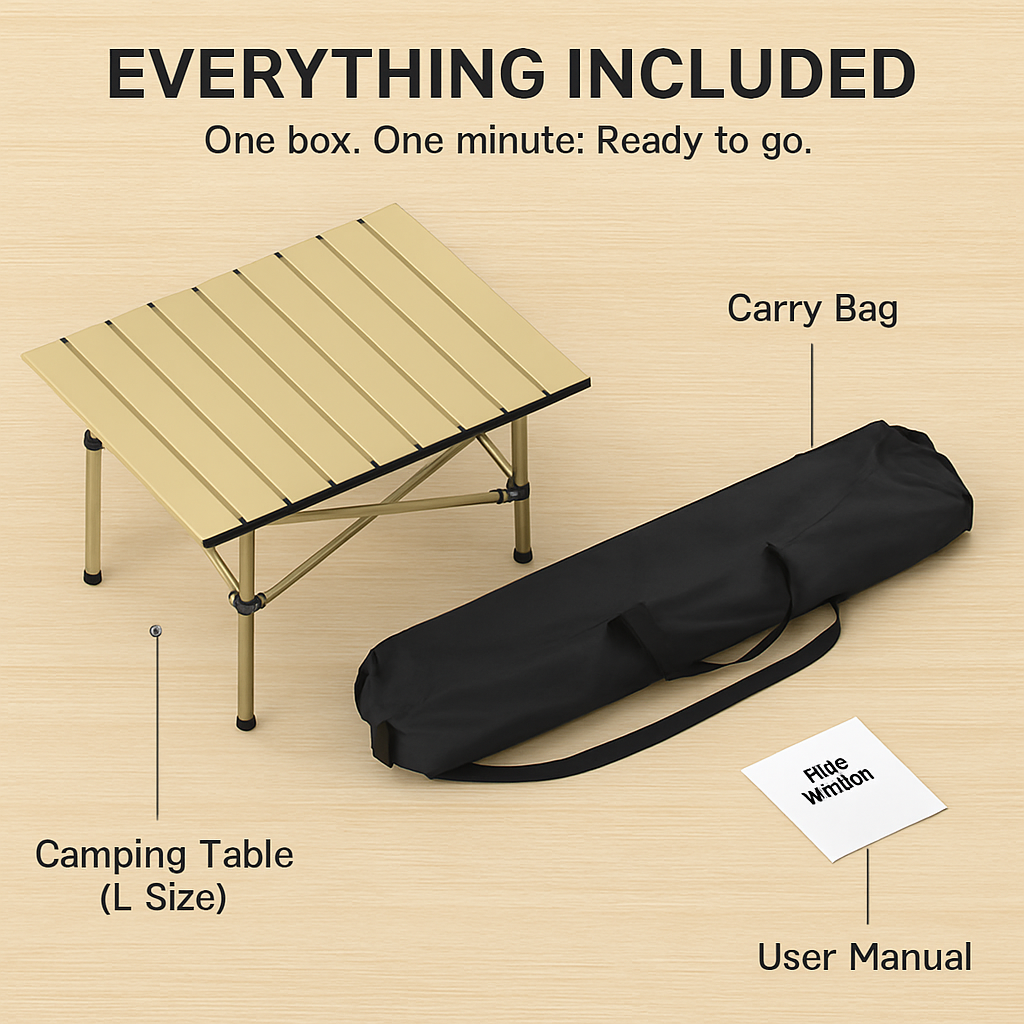 Folding Camping Table - Portable Roll-Up Outdoor Desk