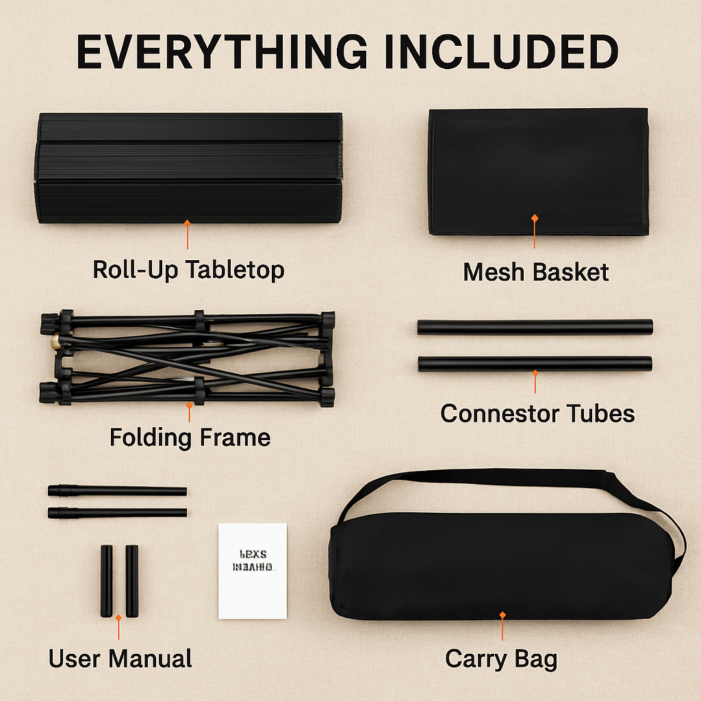 Folding Camping Table – Portable Roll-Up Picnic Desk