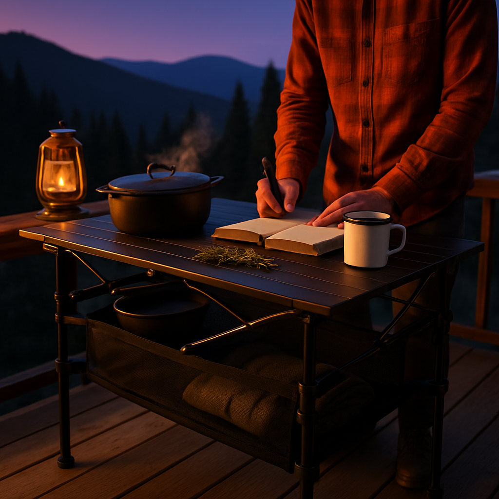 Folding Camping Table – Portable Roll-Up Picnic Desk