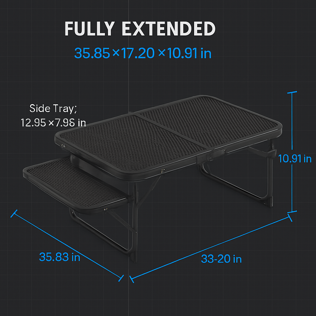 Foldable Camping Table with Dual Side Trays for Outdoors