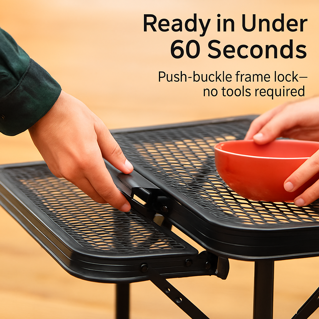 Foldable Camping Table with Dual Side Trays for Outdoors